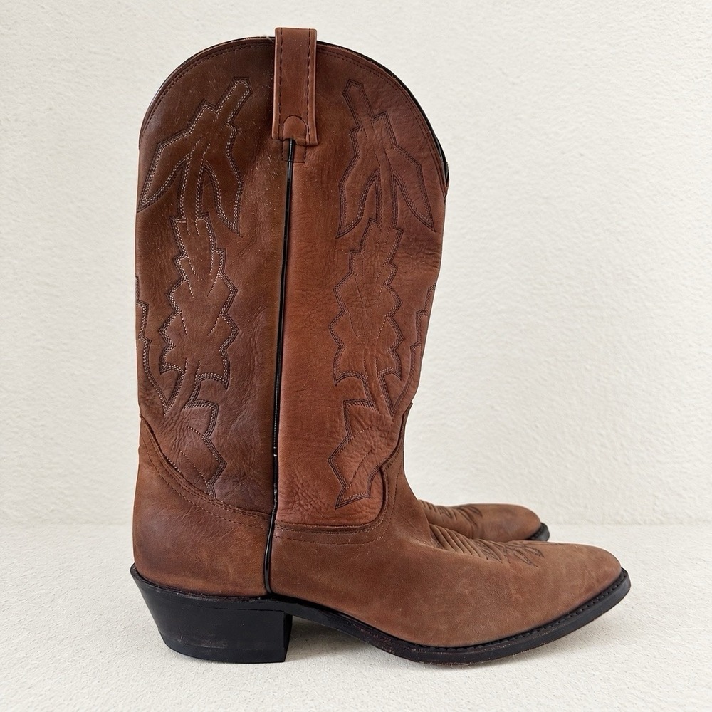 Dan Post x Marlboro Soft Leather Cowboy Boots Sz 10.5 EW Extra Wide Brown P2551